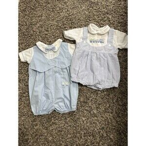 Baby Boy Vintage Outfits 0-3 Months Trains Ducks Jelly N’ Jam Alexis Blue